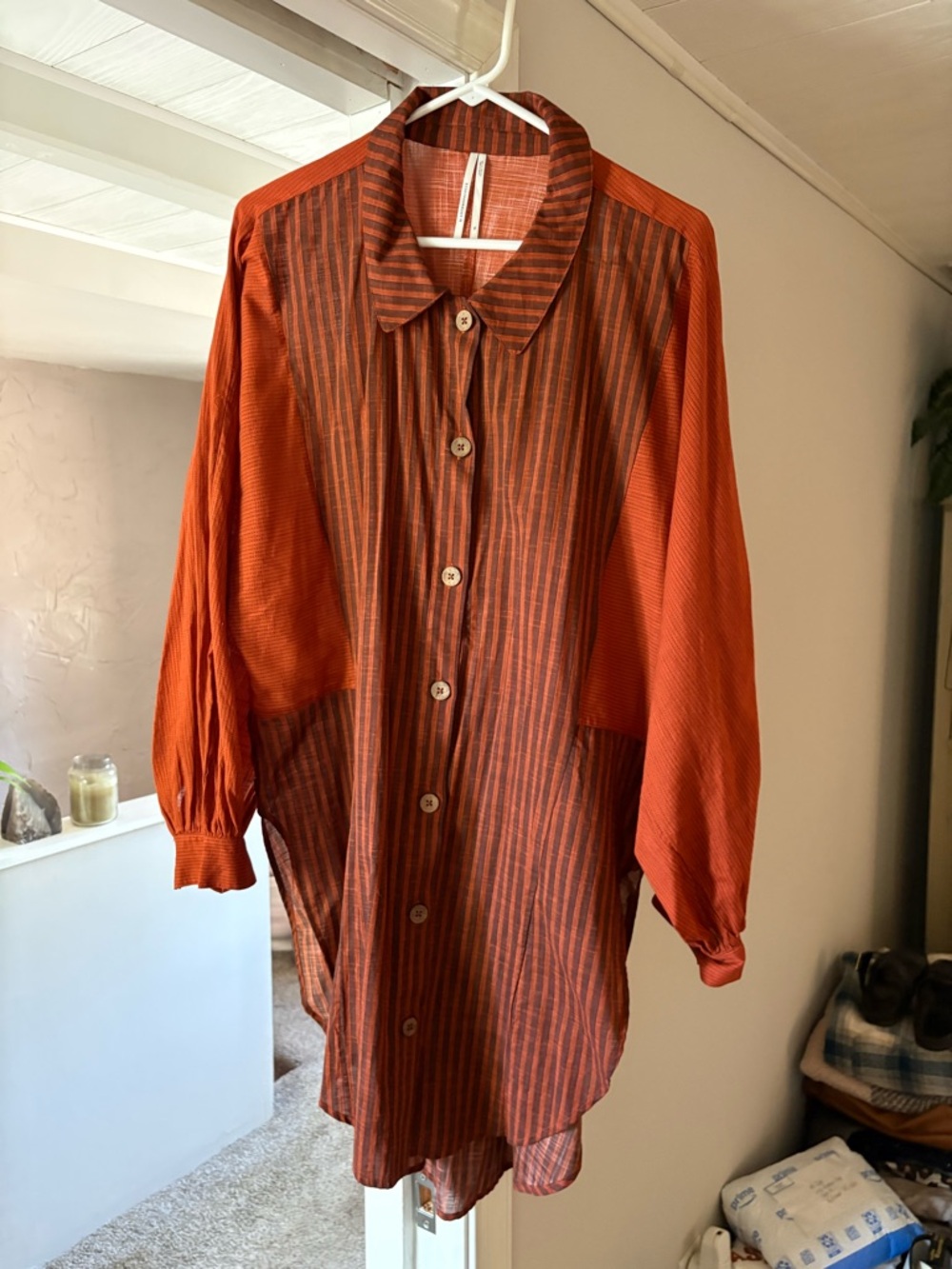 Anthropologie Rust Striped Long-Sleeve Shirt
